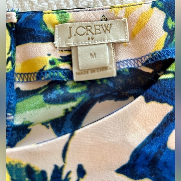 J. Crew Factory Top Blouse Blue White Yellow Floral Short Sleeve size Medium - Picture 14 of 16